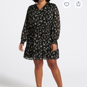 Nine Britton Azul V-Neck Black Floral Dress